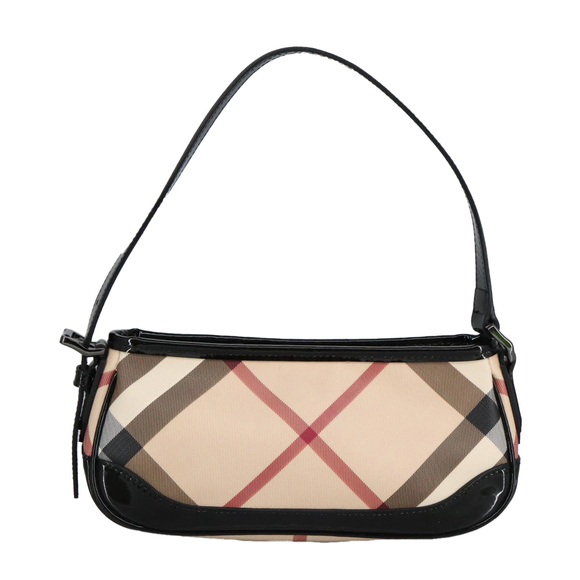 BURBERRY Nova Check Shoulder Bag PVC Beige Silver Auth 96954 - Picture 2 of 16